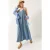 Maxi V-hals Denim Jurk met Knopen Sluiting