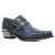 New Rock vintage blauwe leren schoenen met bloemengesp-7960-S7