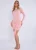Roze stretch kanten mini-jurk met strik aan de voorkant en nauwsluitend silhouet