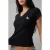TRENDYOLMİLLA Dames Zwart Geborduurd Kort Getailleerd T-shirts