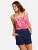 love & roses Top  turquoise / pink / oudroze / rood