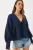 Gestructureerde V-hals Cropped Blouse met Strik