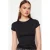 TRENDYOLMİLLA Dames Zwart Effen Kort Getailleerd T-shirts