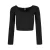 Dames t-shirt met lange mouwen en v-hals in Shorts ribstof Urban Classics