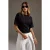 TRENDYOLMİLLA Dames Zwart Effen Driekwart mouw Regular fit T-shirts