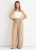 Broek met hoge taille en wijde pijpen in camelkleur, in paperbag-stijl