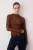 TRENDYOLMİLLA Dames Bruin Effen Lang Getailleerd Blouses