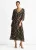 Chocoladebruine viscose maxi-jurk met geknipte ballonmouwen