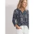 Street One Dames Shirt met 3/4-mouwen, split in de hals en print in Blauw