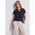 Street One Dames Blouse met gespleten hals in effen kleur in Blauw