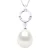 Halsketting Sieraden Diamant 0.01Cts Wit Goud en Echte Gecultiveerde Zoetwaterparel Peer 9-10 mm