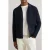 Reiss Ls Button Through Ribbed Sleeve Shirt Navy Blue