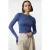 TRENDYOLMİLLA Dames Donkerblauw Effen Lang Getailleerd Blouses