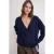 Geribde V-hals Strik-Voorkant Cardigan