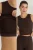 TRENDYOLMİLLA Dames Bruin Effen Mouwloos Regular fit Blouses