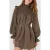 French Connection Boza Crinkle Ls Smocked Dress Deep Moss