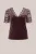 WE Fashion – Dames jersey velvet T-shirt met kant – Curve – Aubergine –  Plus Size