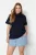 Trendyol Curve Dames Donkerblauw Effen Kort Relaxed fit Grote maten T-shirts
