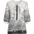 Bedrukte blouse met ruches aan de sluiting en strik bij de hals.