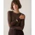 Summum 3s5394-30180 754 round neck top long sleeve mesh solid dark chocolate