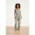 Smashed Lemon Groene stretch jumpsuit met bladprint en ceintuur |