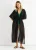 Zwarte, vloeiende, open strandkimono