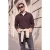 TRENDYOL MAN Heren Bruin Effen Lang Regular fit Sweatshirts