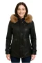 Zwarte leren parka met capuchon voor dames – Charleville