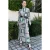 Geometrische Print Maxidress met Ceintuur en Mandarin Collar