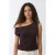 MANGO TEEN one shoulder top met print – bruin