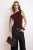 TRENDYOLMİLLA Dames Bruin Effen Mouwloos Getailleerd Blouses
