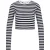 JJXX Dames Feline Stripes Crop T-Shirt (Helder Wit)