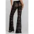 Vrouwelijke bootcut broek met golvende veters Goddiva
