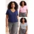 Trendyol Curve Dames Donkerblauw Effen Kort Regular fit Grote maten T-shirts