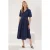 TRENDYOLMİLLA Dames Donkerblauw Effen Midi Kort Casual Skater Jurken