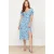 TRENDYOLMİLLA Dames Blauw Bloemen Midi Kort Avond / Dagelijks A-lijn Jurken