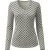 Geometrische top met V-hals en lange mouwen in zwart en ecru