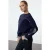 TRENDYOLMİLLA Dames Donkerblauw Effen Driekwart mouw Relaxed fit Sweatshirts