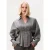 Catwalk Junkie getailleerde geruite blouse met plooien – grijs