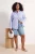 Trendyol Curve Dames Blauw Gestreept Lang Getailleerd Grote maten Overhemden