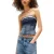 Denim Tube Top Met Logo Band