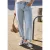 Street One Studio Dames Mid Waist Wide Legs jeans met decoratieve zoom in Blauw