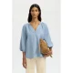 SELECTED FEMME gestreepte blouse met linnen lichtblauw