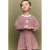 Mango Kids gestreepte midi jurk – donkerrood/wit