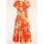 Topvintage exclusive ~ Miley Oriental Flower swing jurk in oranje