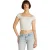 Tommy Jeans Dames-top met mini-logo, schoudervrije pasvorm en smockwerk (Ecru)