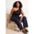 Trendyol Curve Dames Donkerblauw Effen Wijde pijp Hoge taille Grote maten Jeans