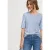 Street One Dames Basic Shirt met ronde hals in Unifarbe in Blauw