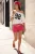 TRENDYOLMİLLA Dames Ecru Slogan Kort Relaxed fit Blouses