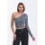 Gestreepte Een-Schouder Gebreide Ribbels Cropped Blouse